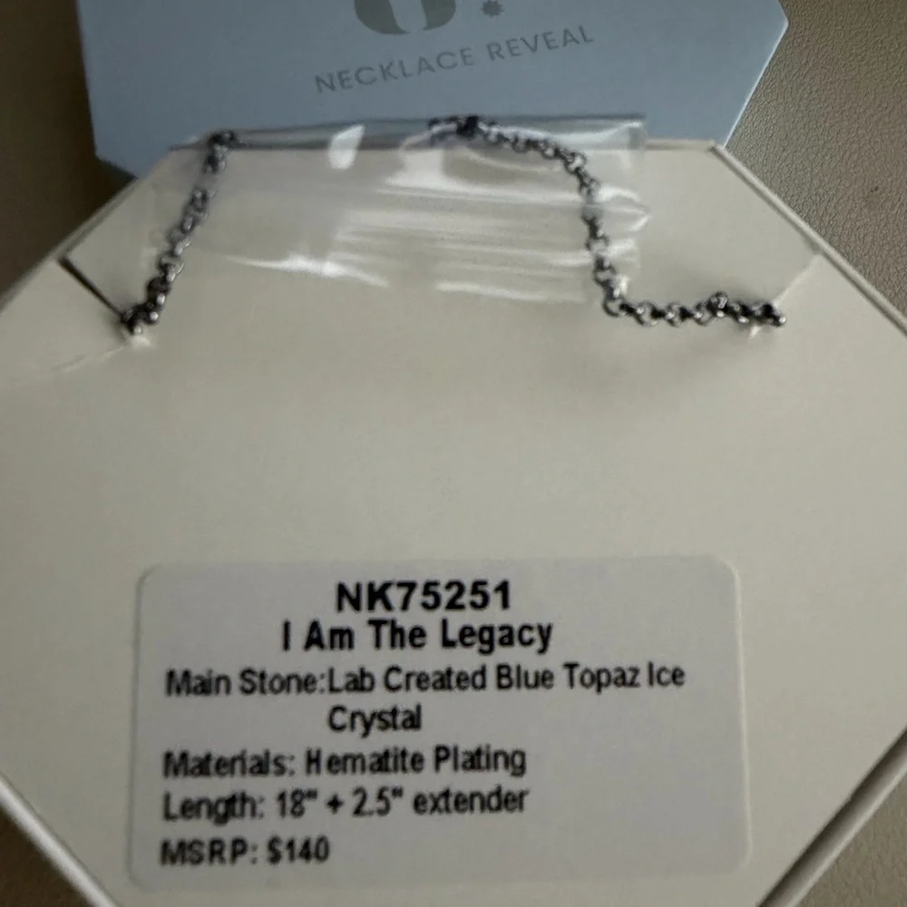 💙 Bomb Party “I Am The Legacy” Necklace – Blue Topaz Ice Crystal 💙 - Picture 2 of 2